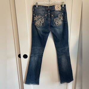 vintage y2k miss me low rise bedazzled jeans